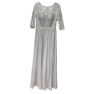 Elegant Gray Formal Gown Beaded Lace Evening Dress Mother of‎ The Bride